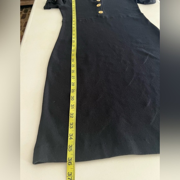 Tahari ASL Black Mini Dress with Gold Buttons XS Silk/Cotton Blend - Picture 6 of 9